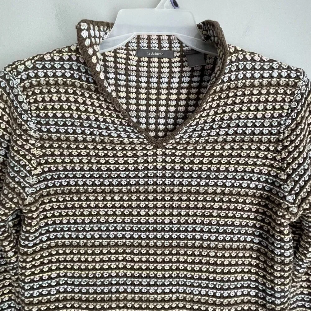 Vintage Liz Claiborne Knit Sweater Women's Size M Rainbow Bobble Popcorn Knit